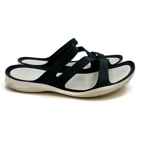 Crocs | Stillwater Strappy Sandal Black White Size US 5 - Picture 2 of 10